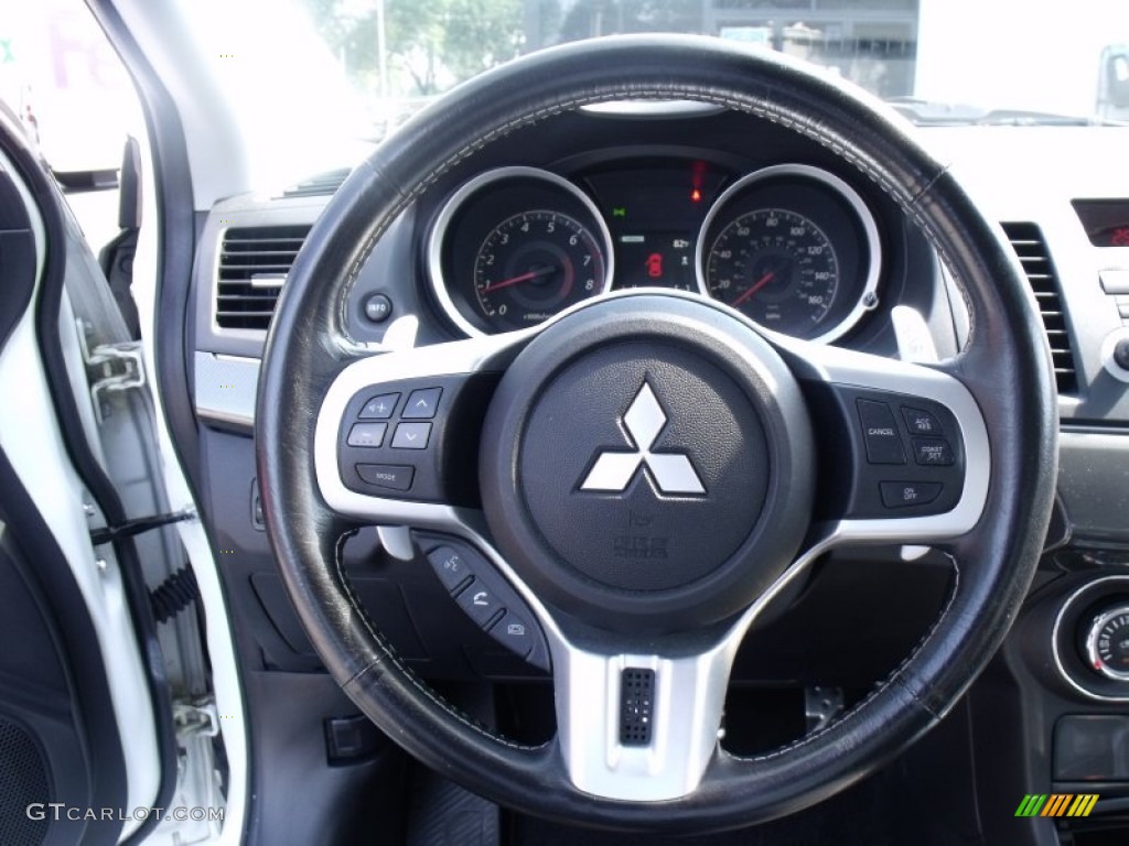 2011 Mitsubishi Lancer RALLIART AWD Black Steering Wheel Photo #69492553