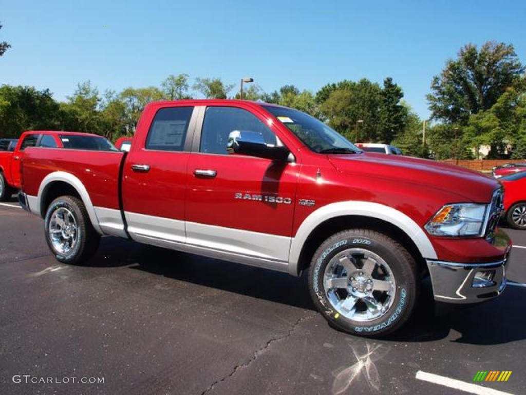 2012 Ram 1500 Laramie Quad Cab 4x4 - Deep Cherry Red Crystal Pearl / Dark Slate Gray photo #2