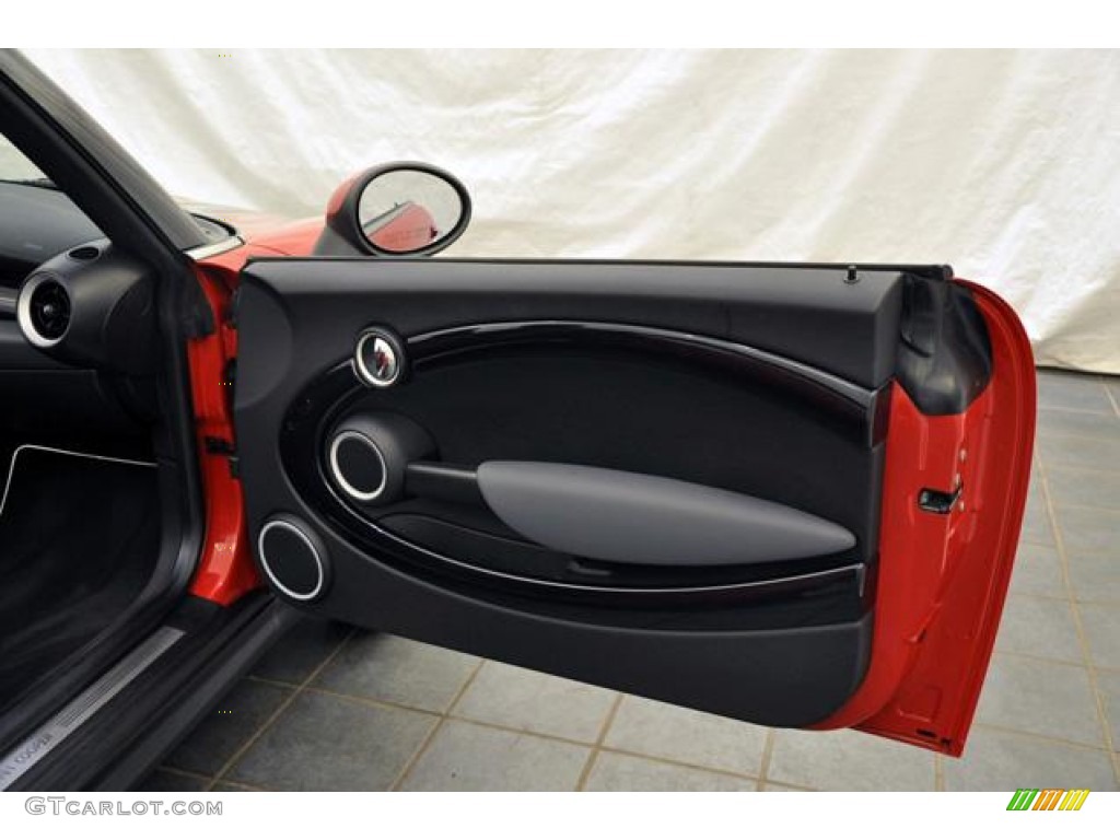 2009 Mini Cooper Convertible Black/Rooster Red Door Panel Photo #69493450