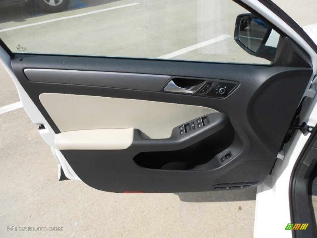 2012 Volkswagen Jetta SEL Sedan 2 Tone Cornsilk/Black Door Panel Photo #69494812