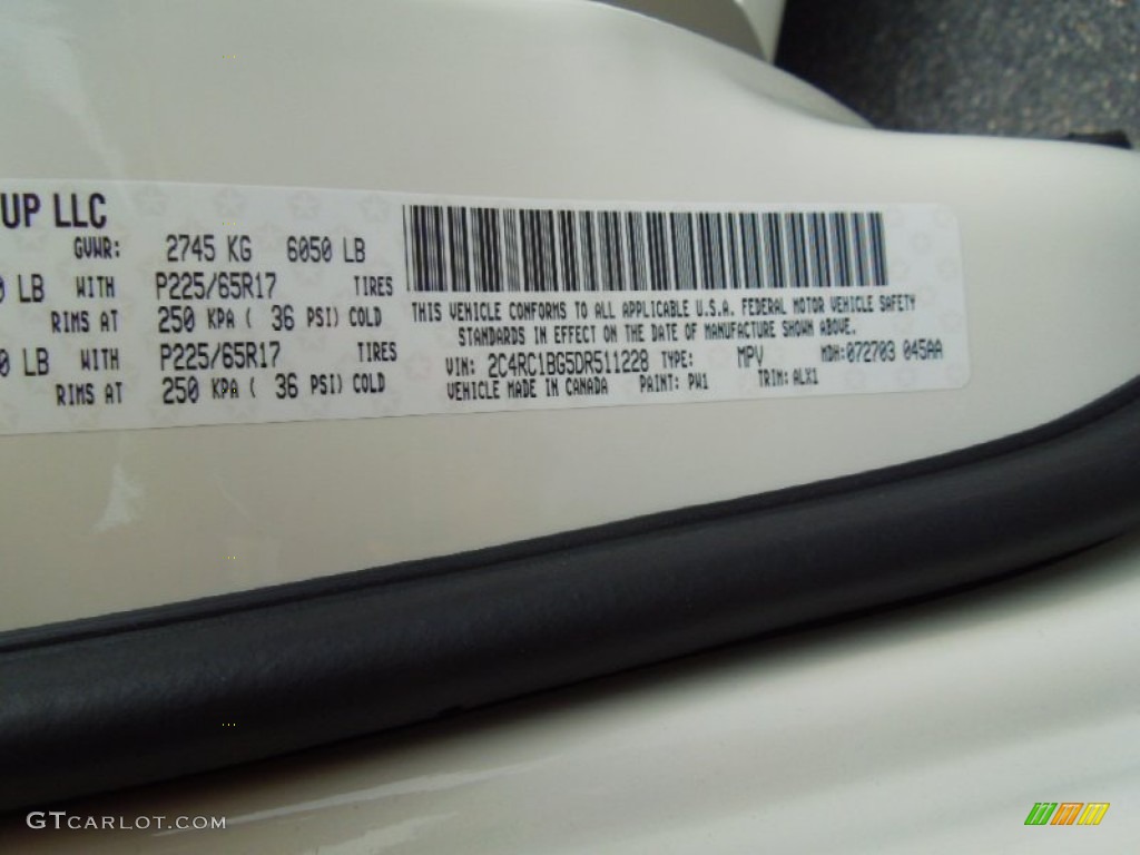 2013 Town & Country Color Code PW1 for Stone White Photo #69500737