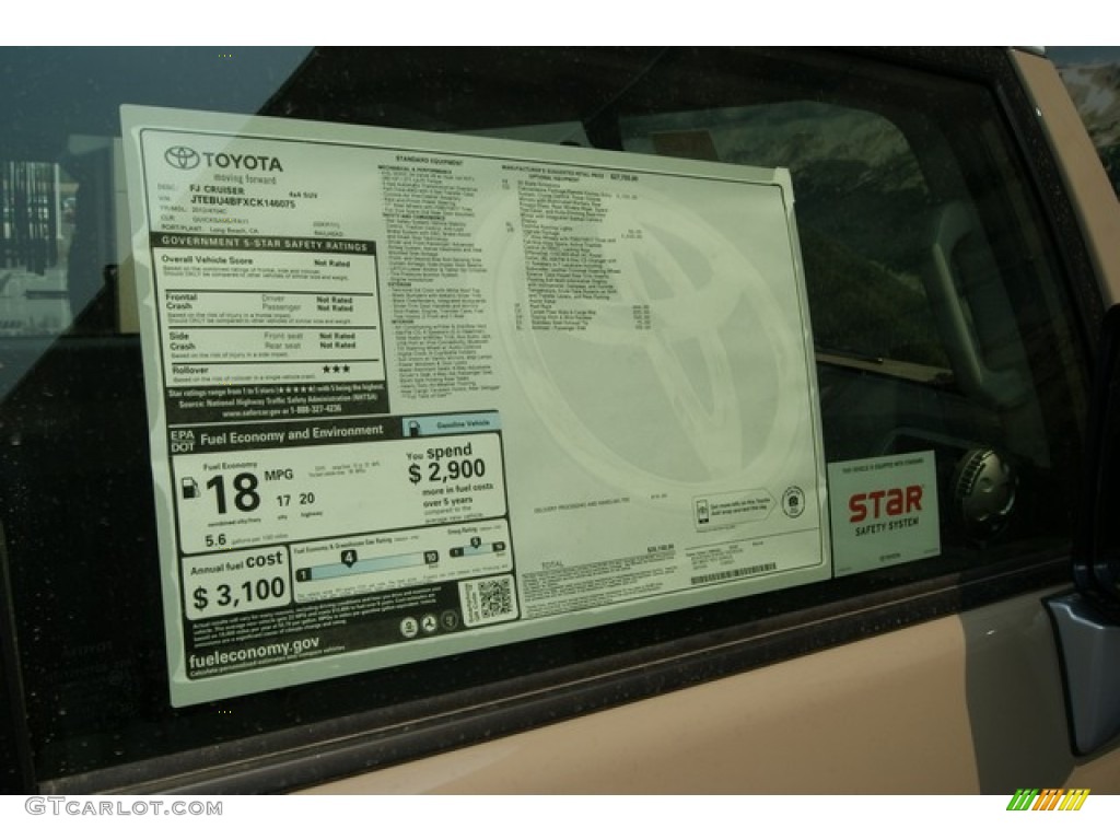 2012 Toyota FJ Cruiser 4WD Window Sticker Photo #69512109