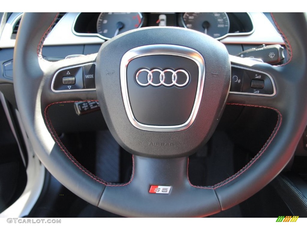 2012 Audi S5 4.2 FSI quattro Coupe Magma Red Steering Wheel Photo #69517423