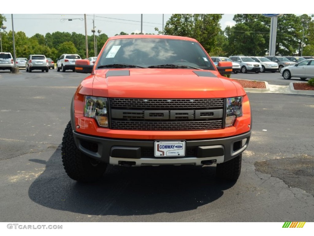 2011 F150 SVT Raptor SuperCab 4x4 - Molten Orange Tri Coat / Raptor Black photo #2
