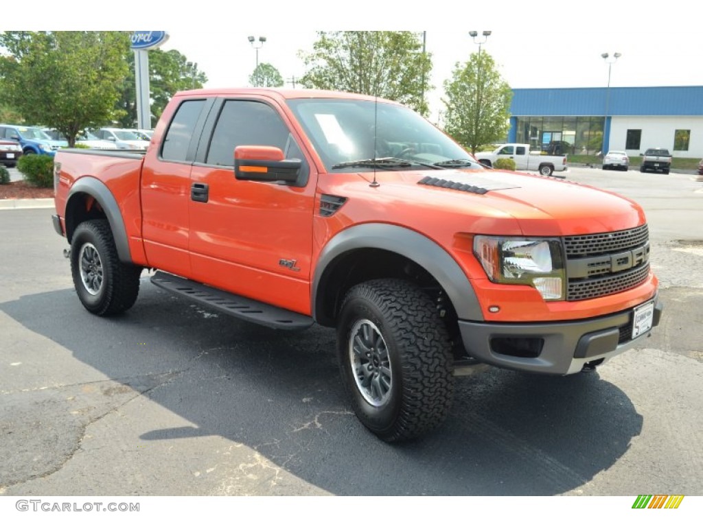 2011 F150 SVT Raptor SuperCab 4x4 - Molten Orange Tri Coat / Raptor Black photo #3