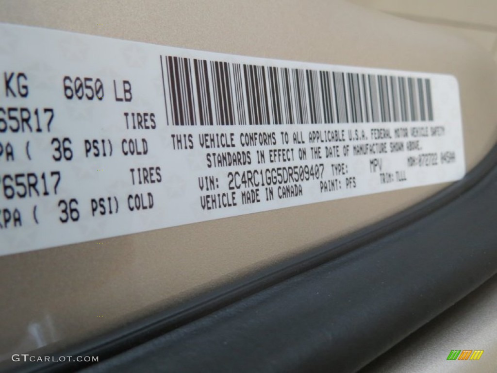 2013 Town & Country Color Code PFS for White Gold Photo #69524691