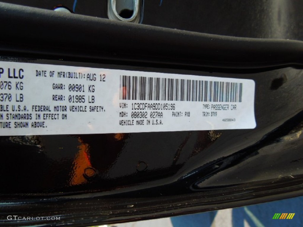 2013 Dart Color Code PX8 for Pitch Black Photo #69534068