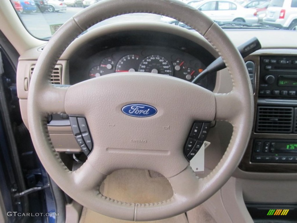 2005 Ford Explorer Eddie Bauer 4x4 Medium Parchment Steering Wheel Photo #69535386