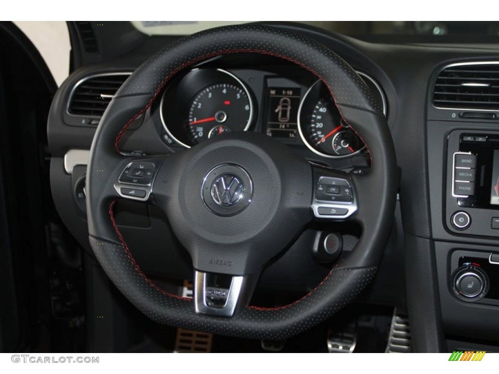 2013 Volkswagen GTI 2 Door Autobahn Edition Titan Black Steering Wheel Photo #69540702