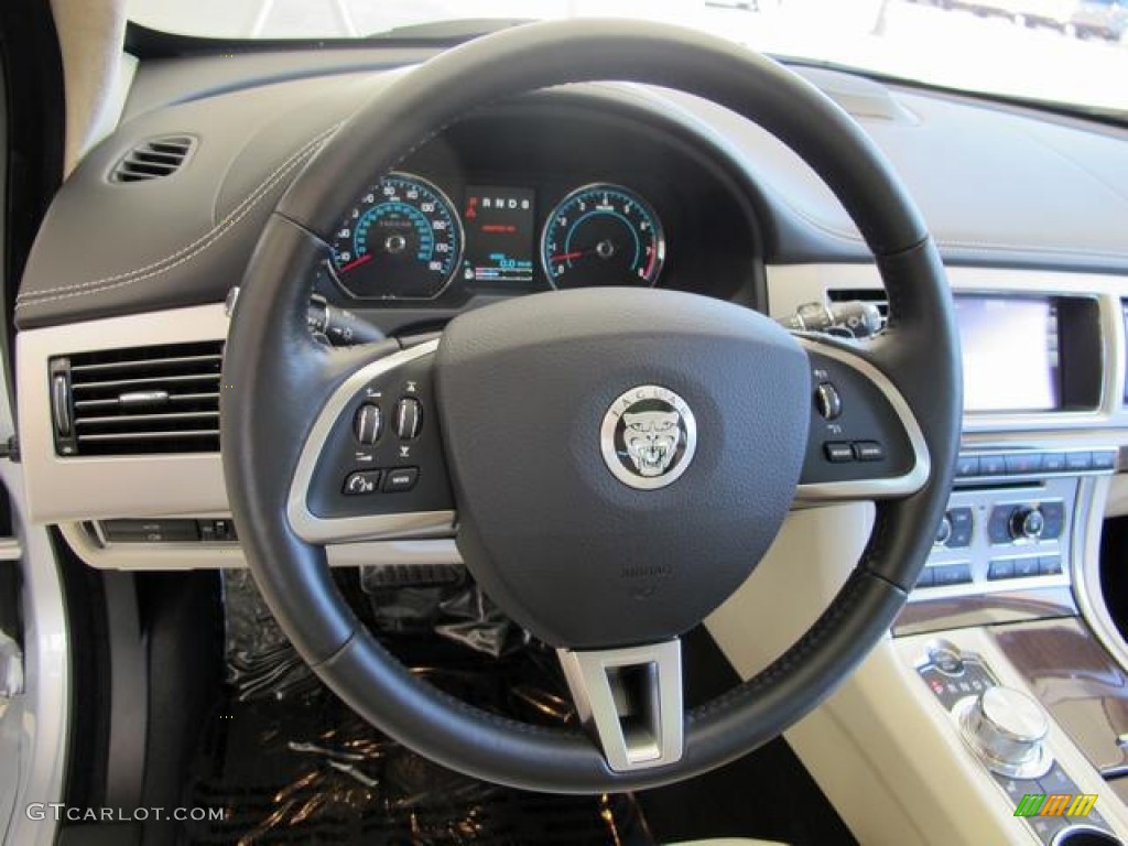 2012 Jaguar XF Supercharged Barley/Warm Charcoal Steering Wheel Photo #69541893