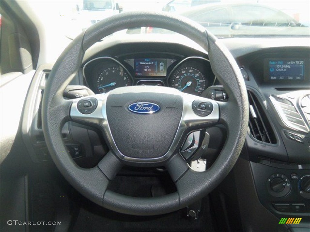 2013 Ford Focus S Sedan Charcoal Black Steering Wheel Photo #69545367