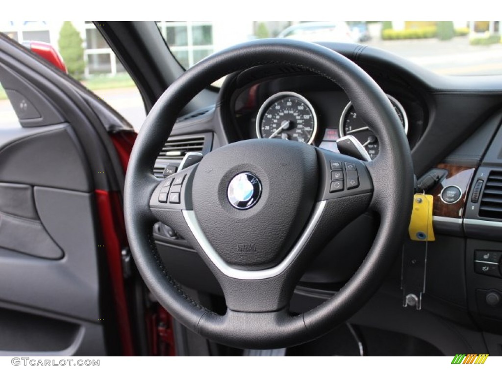 2012 BMW X6 xDrive50i Black Steering Wheel Photo #69545961
