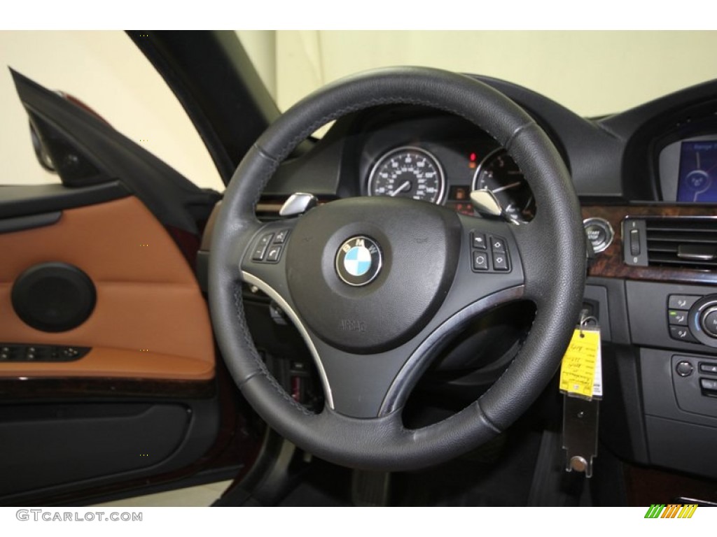 2010 BMW 3 Series 328i Convertible Saddle Brown Dakota Leather Steering Wheel Photo #69550386