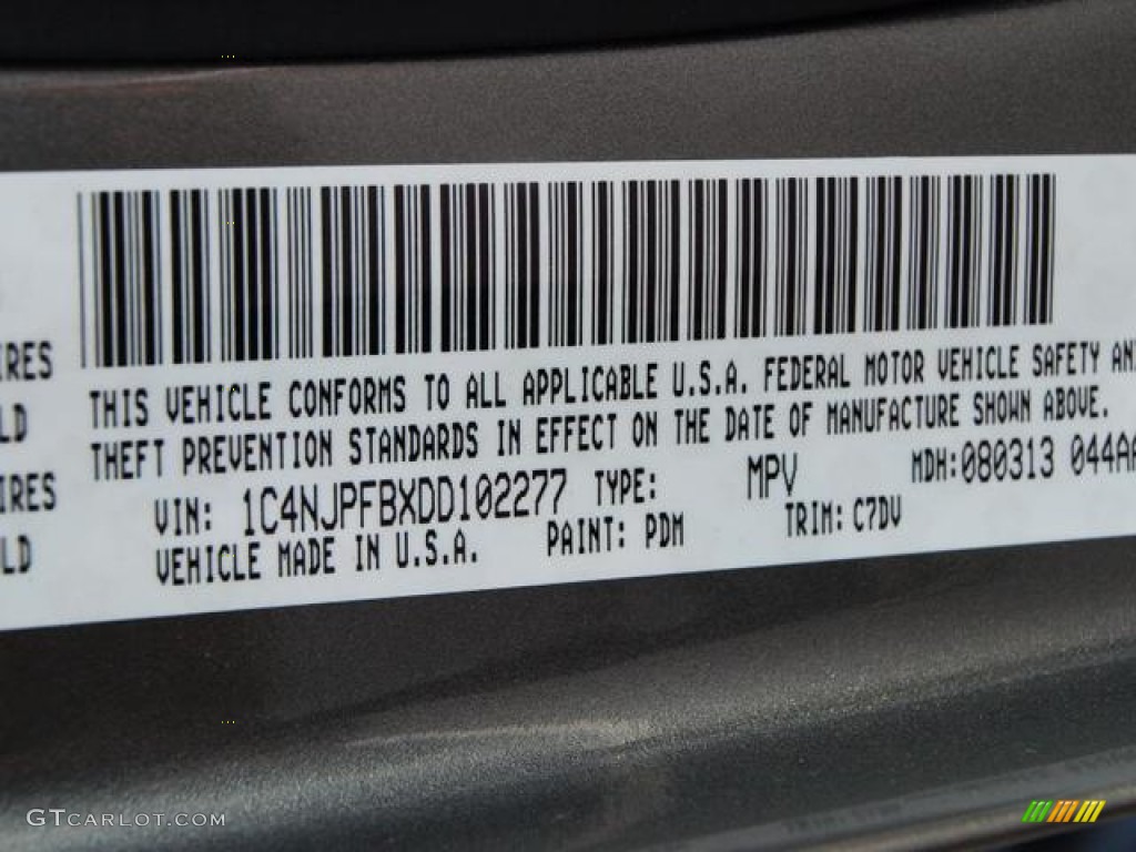 2013 Patriot Color Code PDM for Mineral Gray Metallic Photo #69554454