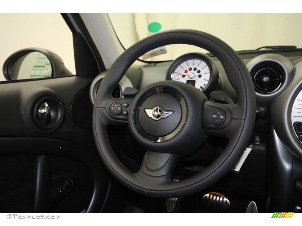 2012 Mini Cooper S Countryman All4 AWD Carbon Black Steering Wheel Photo #69555105