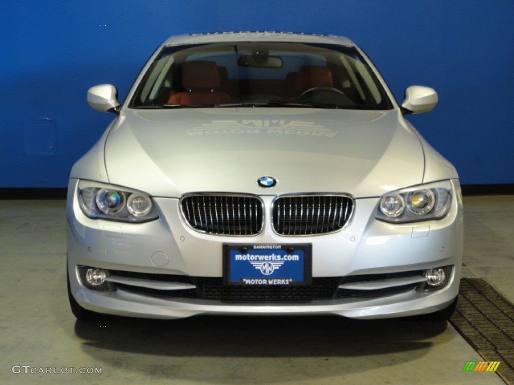 2011 3 Series 335i xDrive Coupe - Titanium Silver Metallic / Coral Red/Black Dakota Leather photo #2