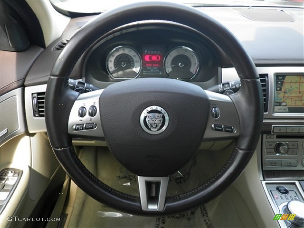 2009 Jaguar XF Supercharged Ivory/Oyster Steering Wheel Photo #69568077
