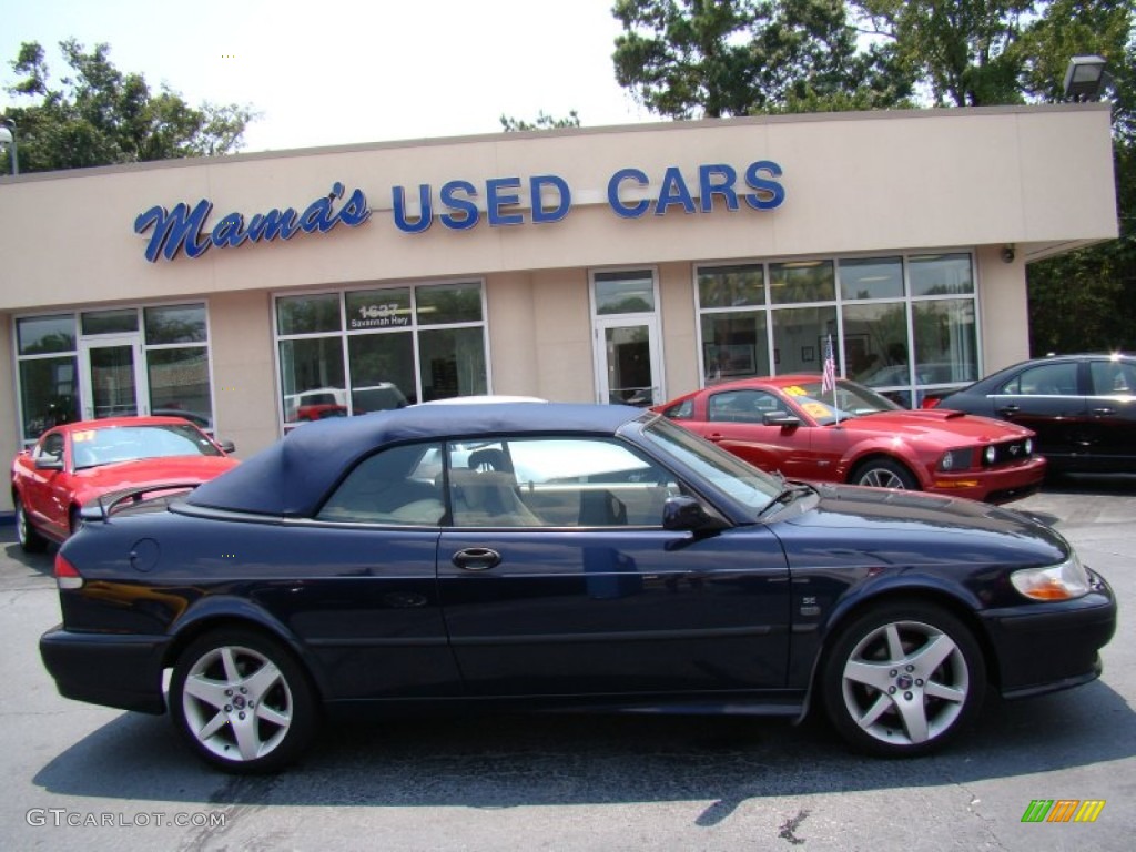 2002 9-3 SE Convertible - Cosmic Blue Metallic / Charcoal Gray photo #1