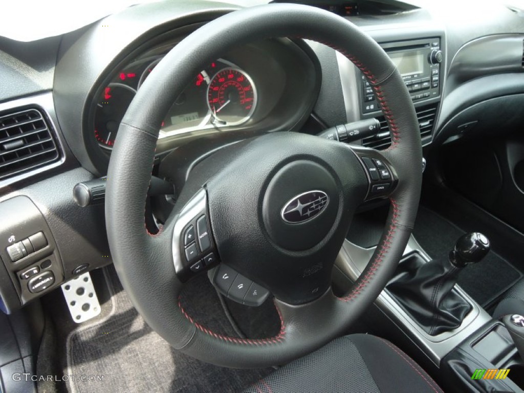 2011 Subaru Impreza WRX Sedan Carbon Black Steering Wheel Photo #69573174