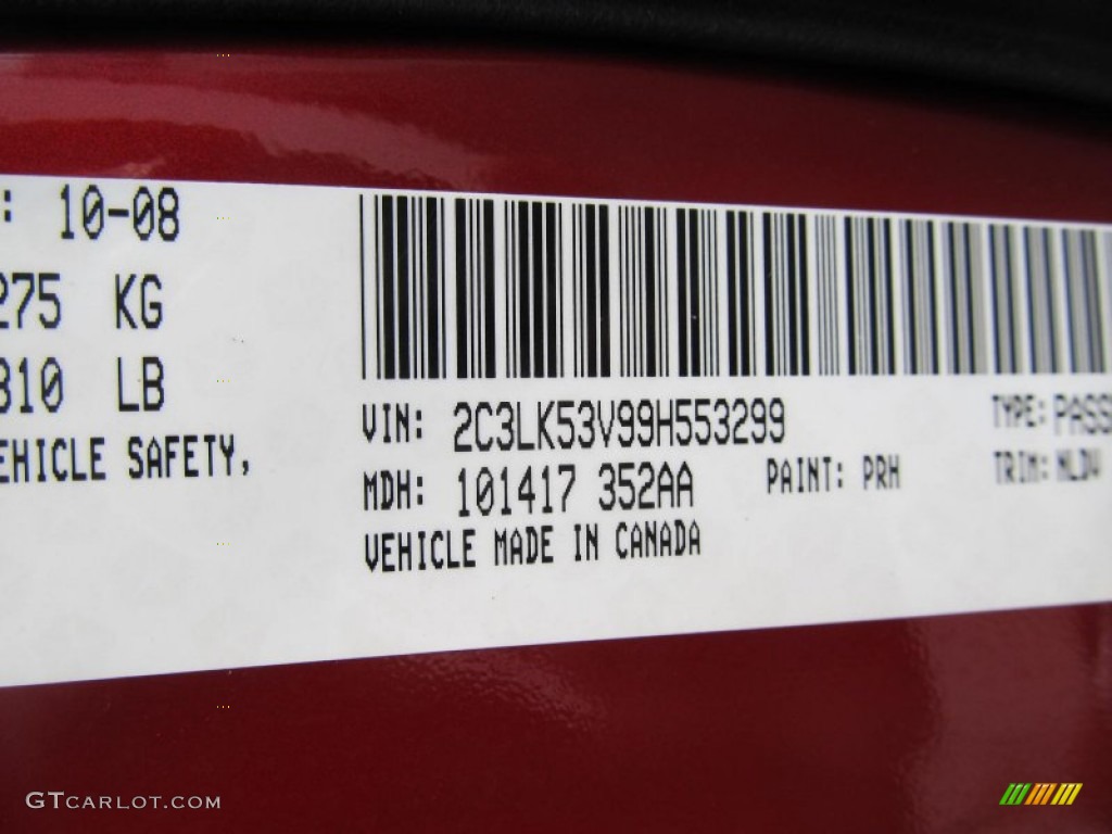 2009 300 Color Code PRH for Inferno Red Crystal Pearl Photo #69576433