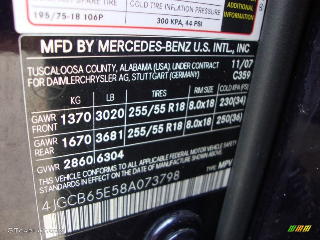 2008 Mercedes-Benz R 350 4Matic Color Code Photos