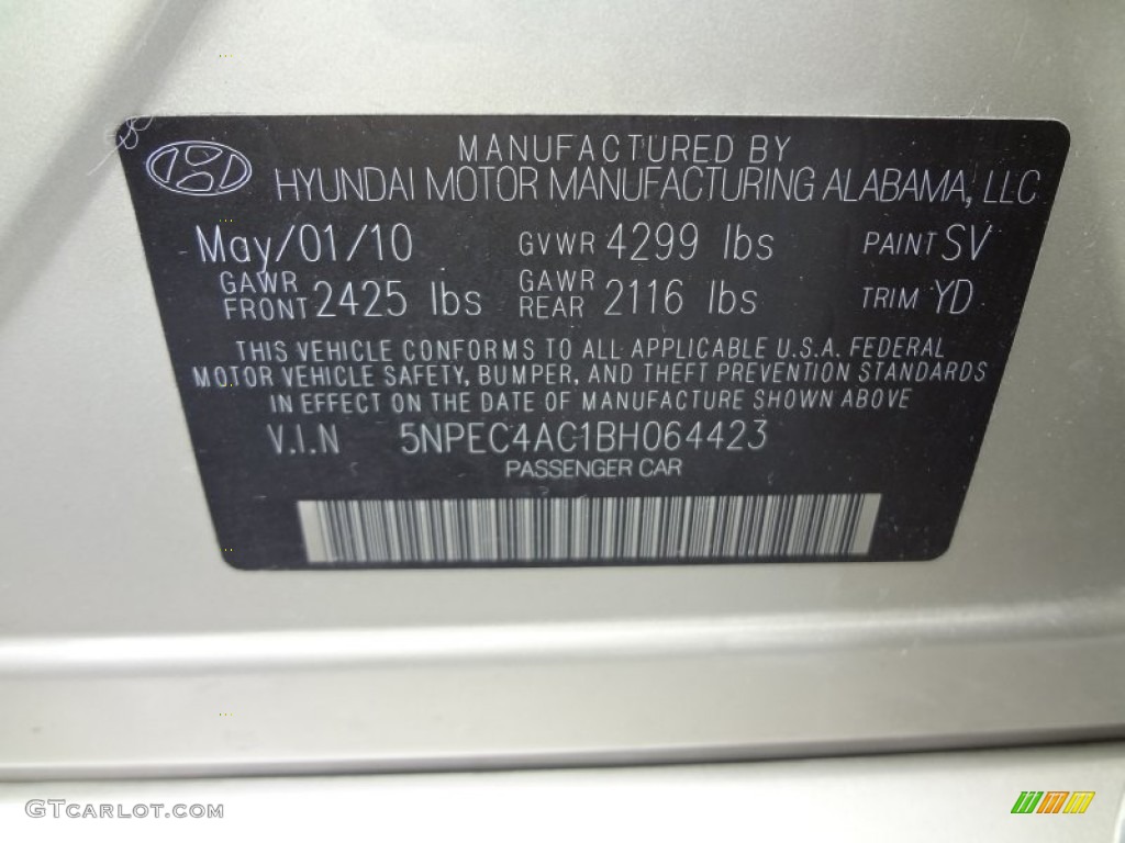 2011 Sonata Color Code SV for Camel Pearl Photo #69587859