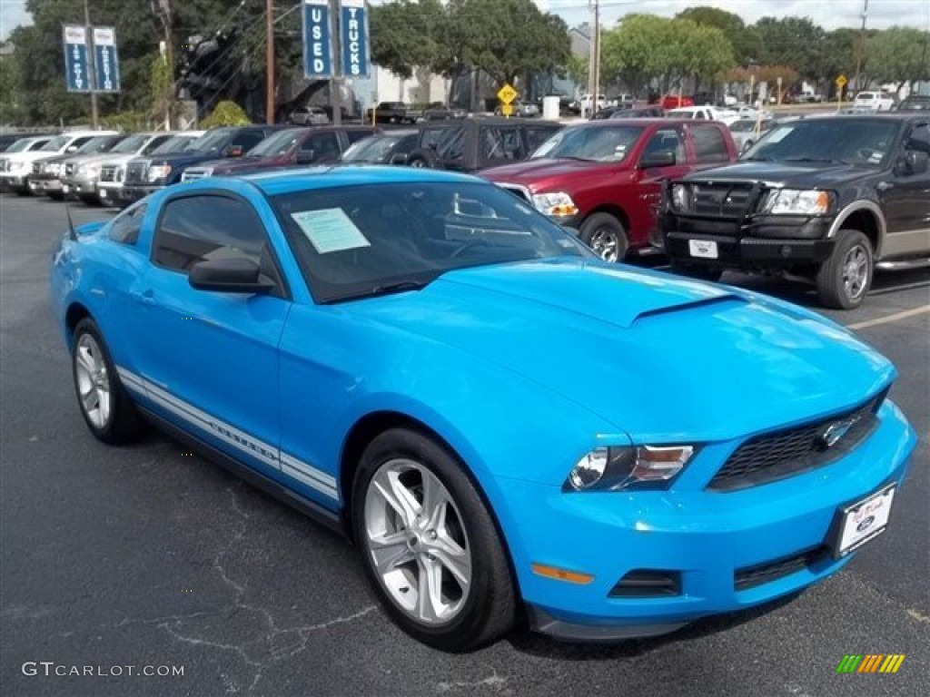 2010 Mustang V6 Premium Coupe - Grabber Blue / Charcoal Black photo #1