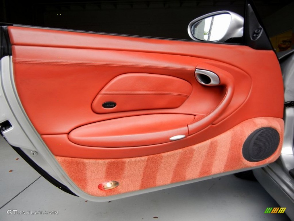 1999 Porsche 911 Carrera Cabriolet Boxster Red Door Panel Photo #69598373