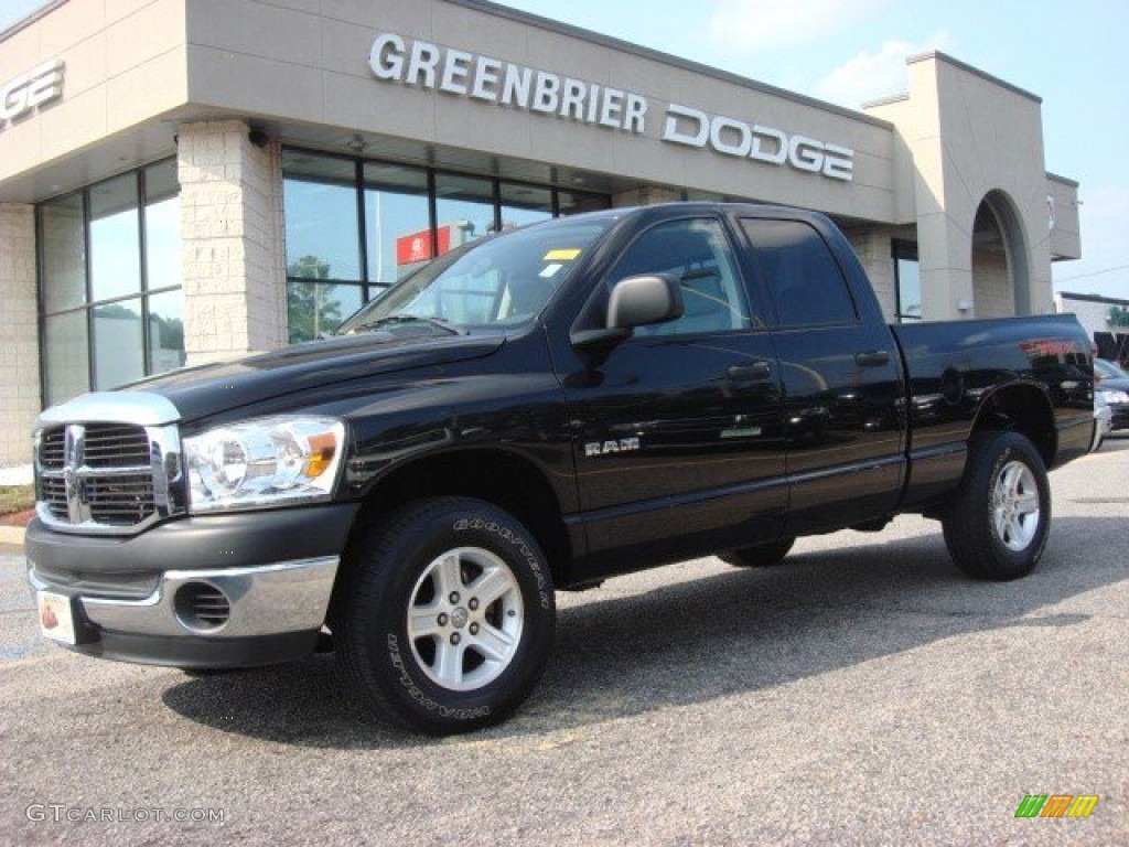 2008 Ram 1500 TRX4 Quad Cab 4x4 - Brilliant Black Crystal Pearl / Medium Slate Gray photo #2