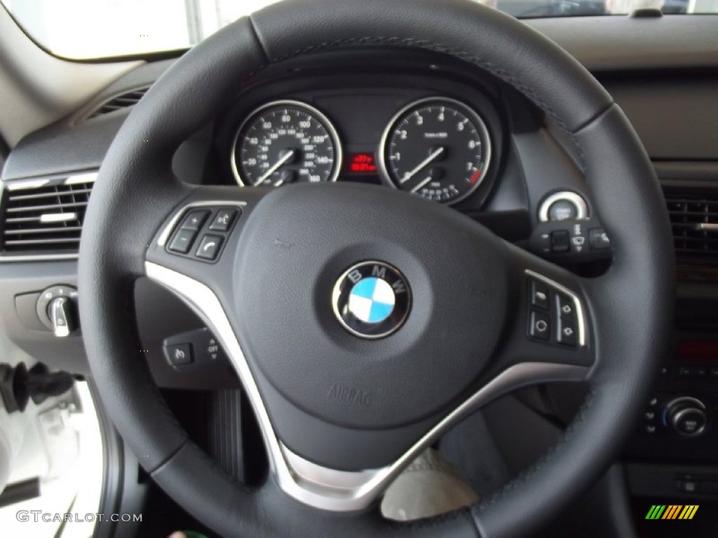 2013 BMW X1 sDrive 28i Black Steering Wheel Photo #69607291
