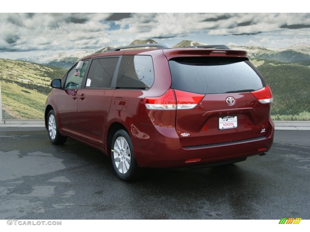 2012 Sienna LE AWD - Salsa Red Pearl / Light Gray photo #2