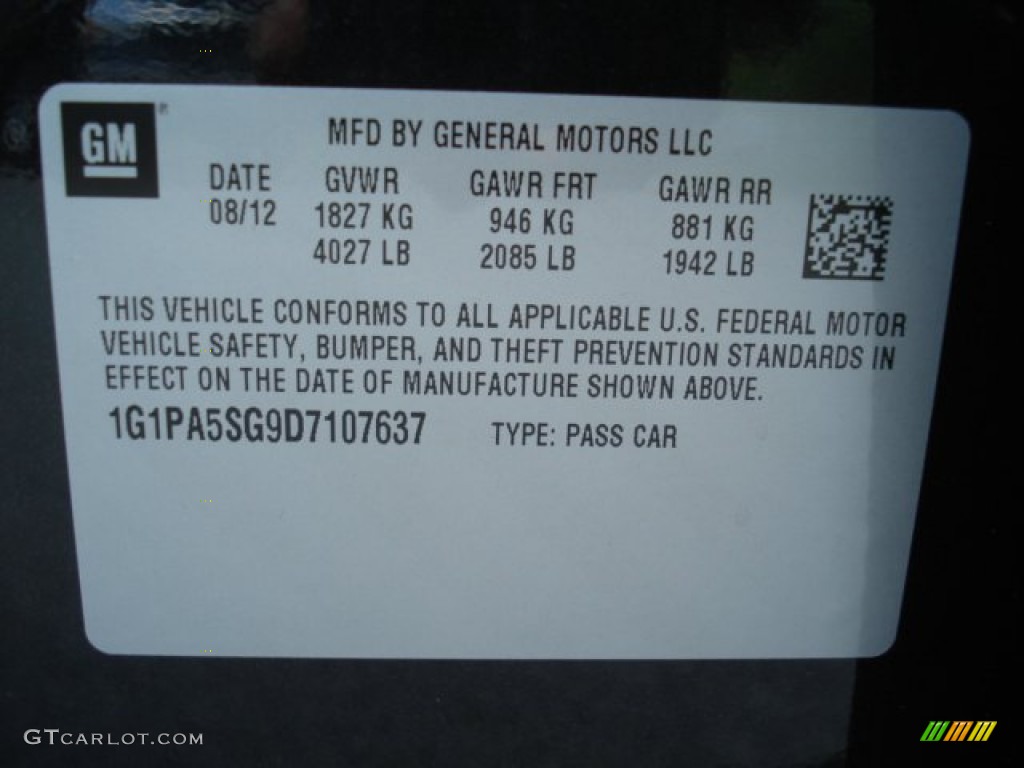 2013 Chevrolet Cruze LS Info Tag Photos