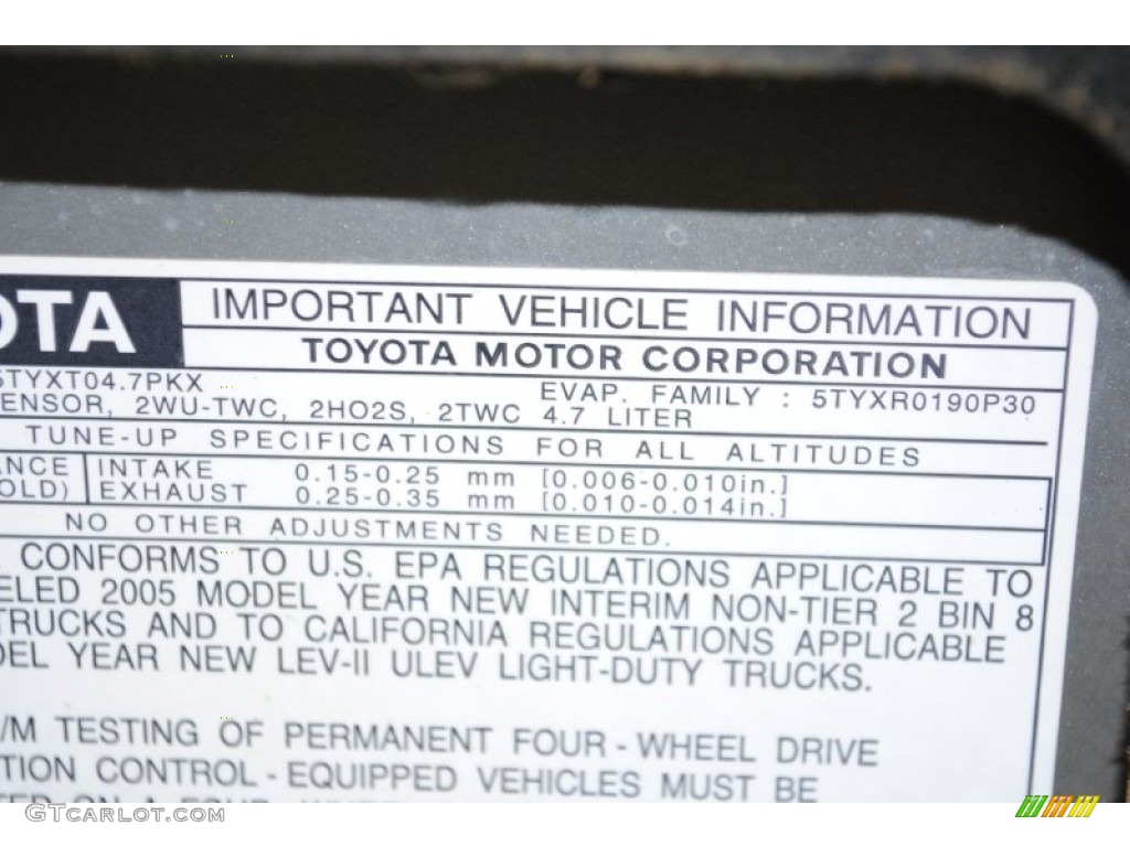 2005 Toyota 4Runner Sport Edition 4x4 Info Tag Photos