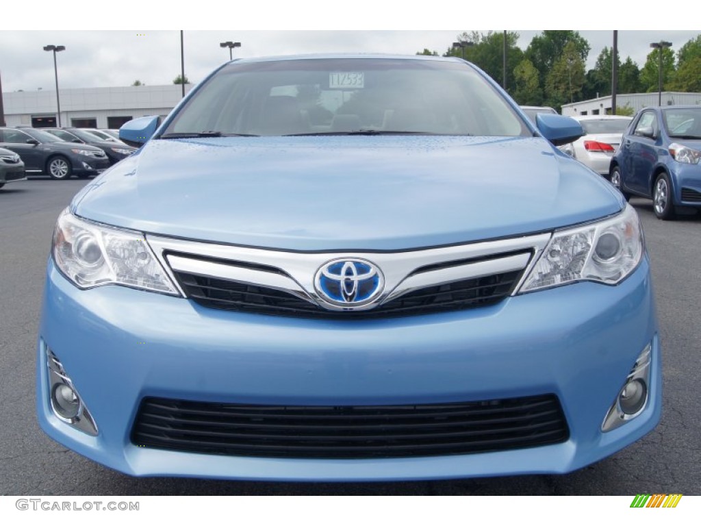 2012 Camry Hybrid XLE - Clearwater Blue Metallic / Ivory photo #48
