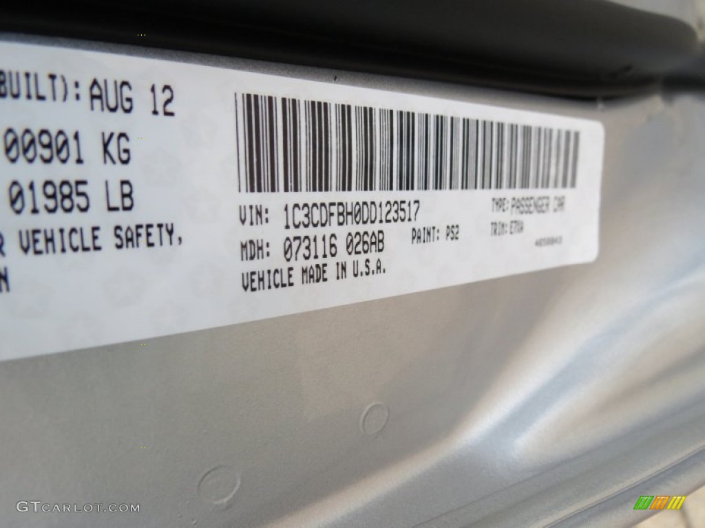 2013 Dart Color Code PS2 for Bright Silver Metallic Photo #69632095