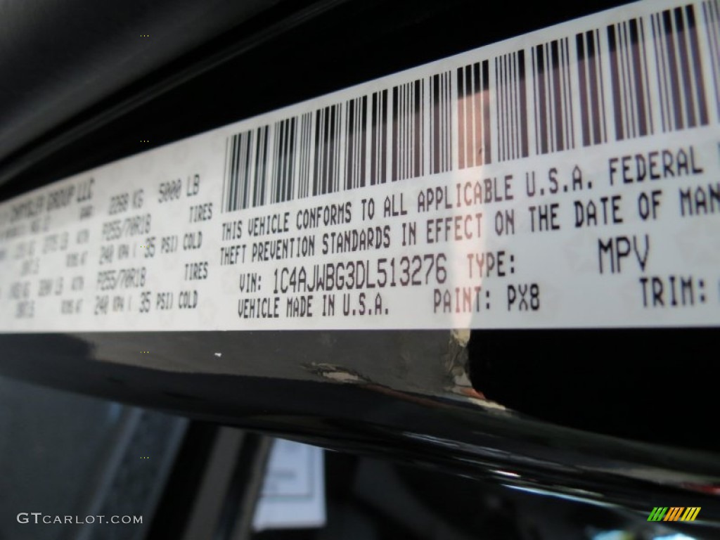 2013 Wrangler Color Code PX8 for Black Photo #69632860