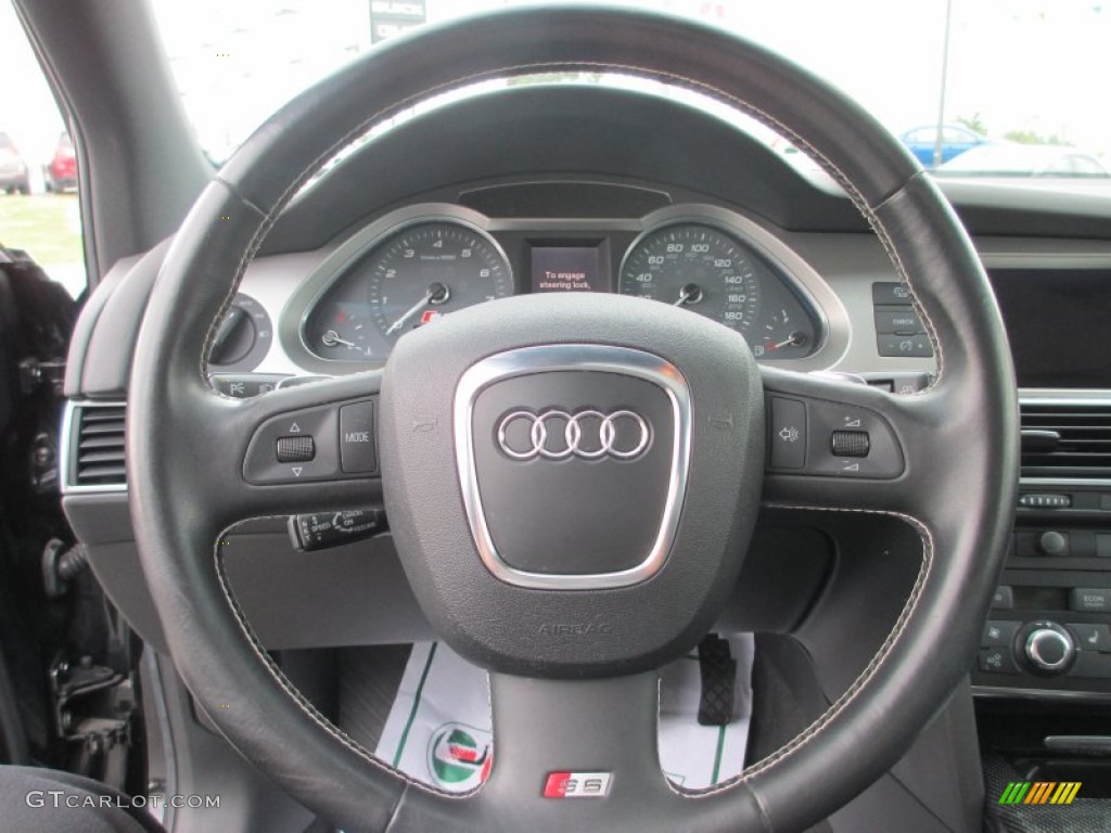 2007 Audi S6 5.2 quattro Sedan Black Steering Wheel Photo #69634069