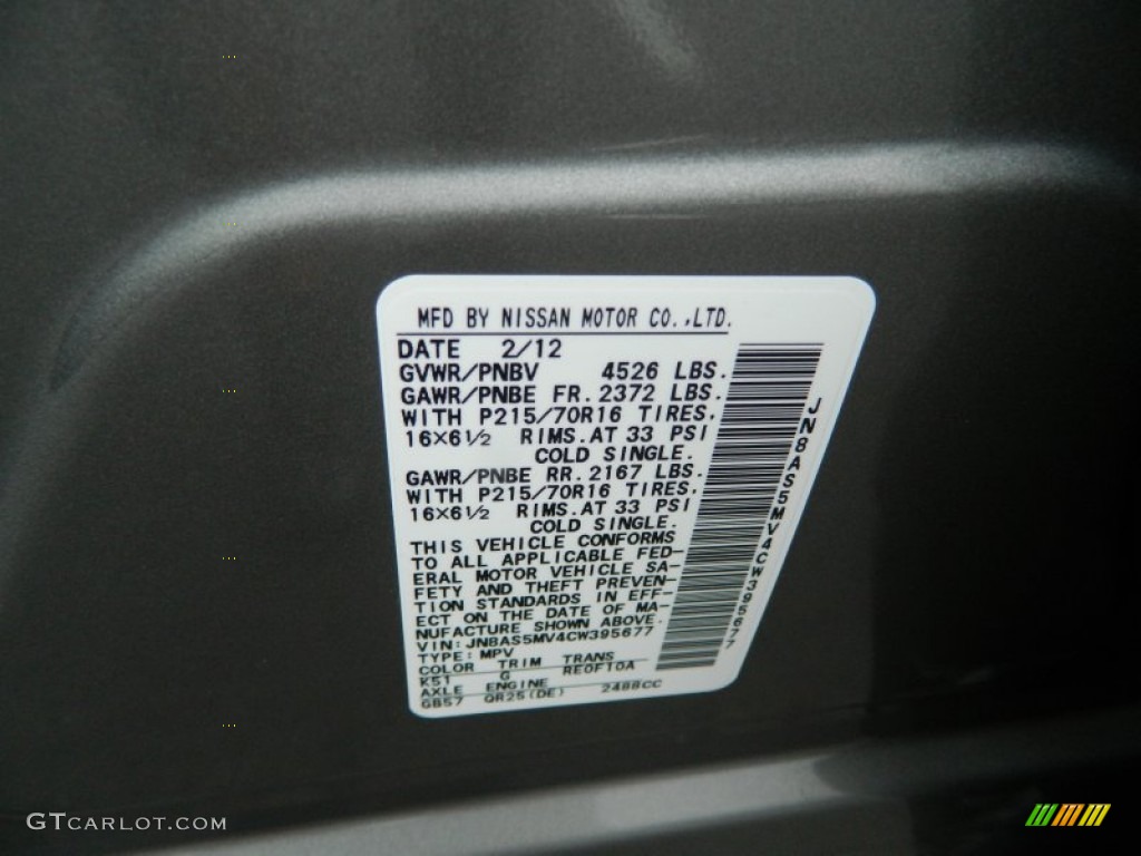 2012 Rogue S AWD - Platinum Graphite / Black photo #28