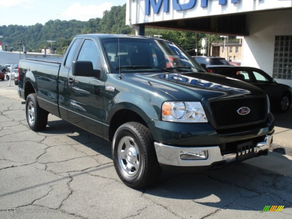 2005 F150 XLT Regular Cab 4x4 - Aspen Green Metallic / Medium Flint Grey photo #2