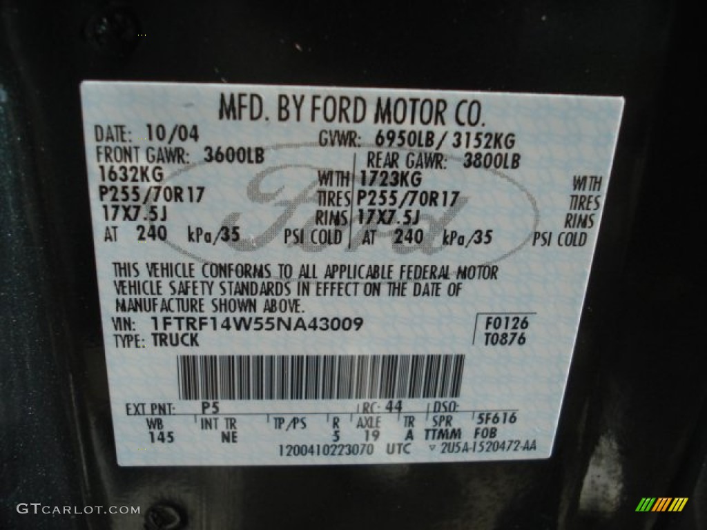 2005 F150 XLT Regular Cab 4x4 - Aspen Green Metallic / Medium Flint Grey photo #13