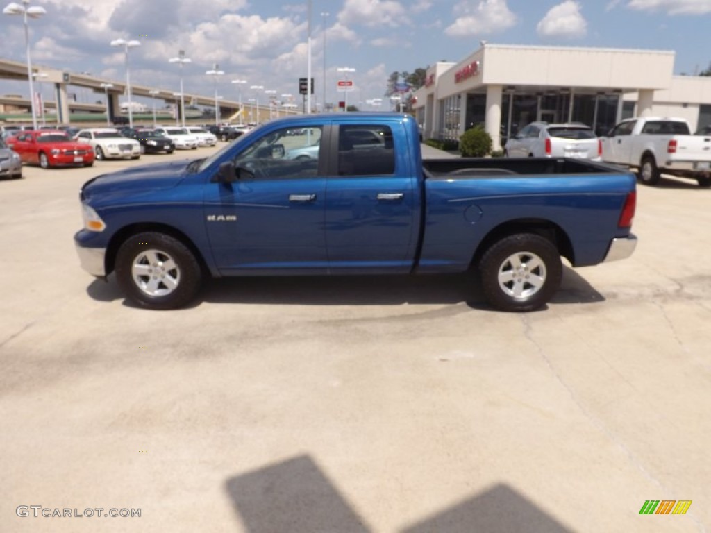 2010 Ram 1500 SLT Quad Cab - Deep Water Blue Pearl / Light Pebble Beige/Bark Brown photo #2