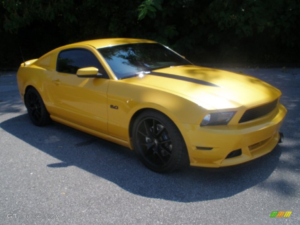 2011 Mustang GT Premium Coupe - Yellow Blaze Metallic Tri-coat / Charcoal Black photo #1