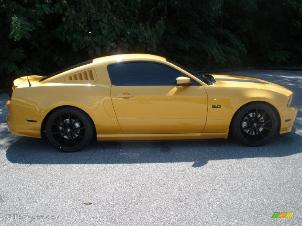 2011 Mustang GT Premium Coupe - Yellow Blaze Metallic Tri-coat / Charcoal Black photo #2