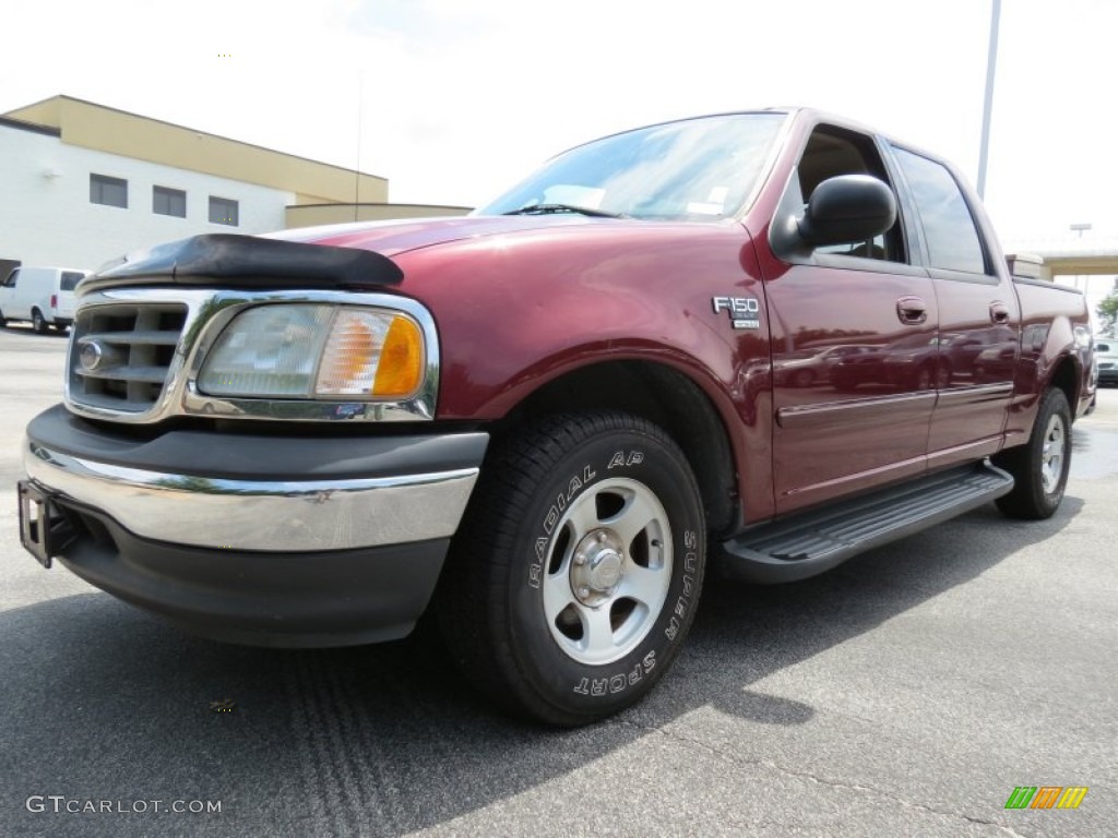 2003 F150 XLT SuperCrew - Burgundy Red Metallic / Medium Parchment Beige photo #1