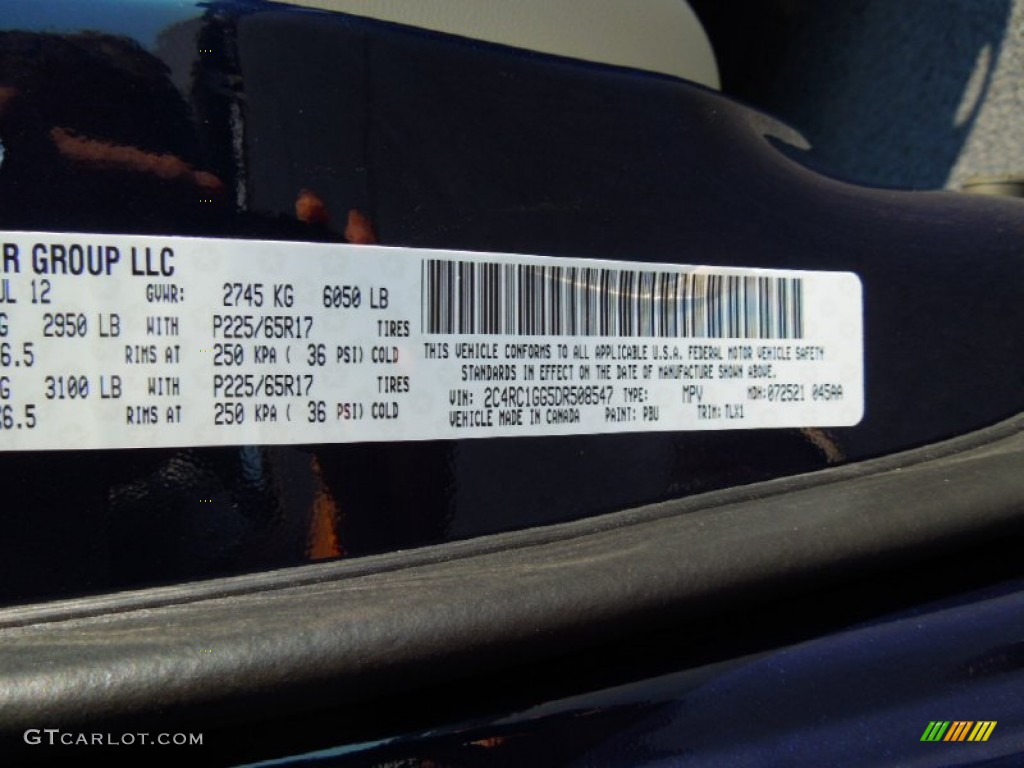 2013 Town & Country Color Code PBU for True Blue Pearl Photo #69650635