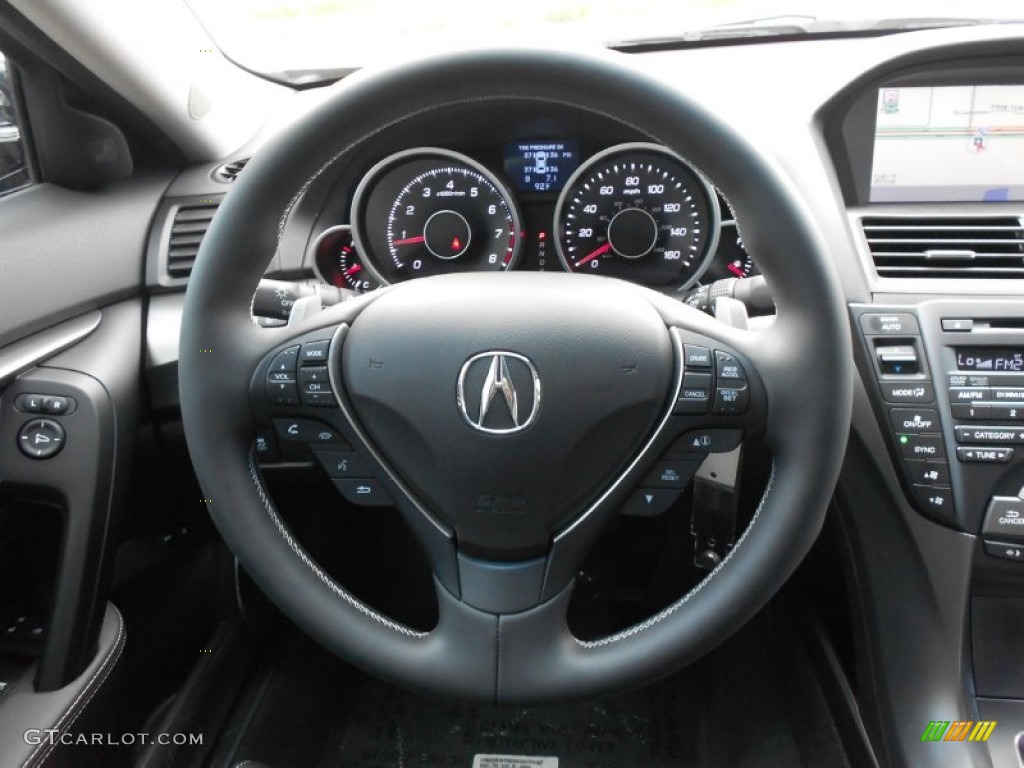 2012 Acura TL 3.7 SH-AWD Advance Ebony Steering Wheel Photo #69653977