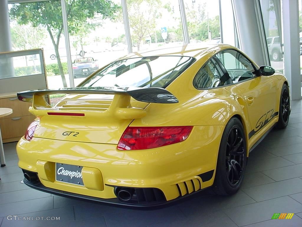 2008 911 GT2 - Speed Yellow / Black photo #3