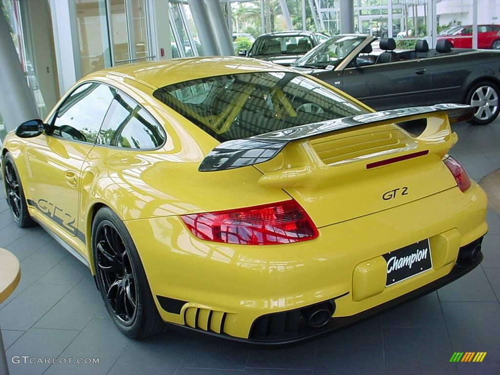 2008 911 GT2 - Speed Yellow / Black photo #6