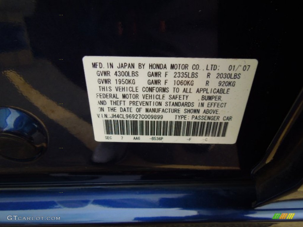 2007 TSX Color Code B536P for Royal Blue Pearl Photo #69656116
