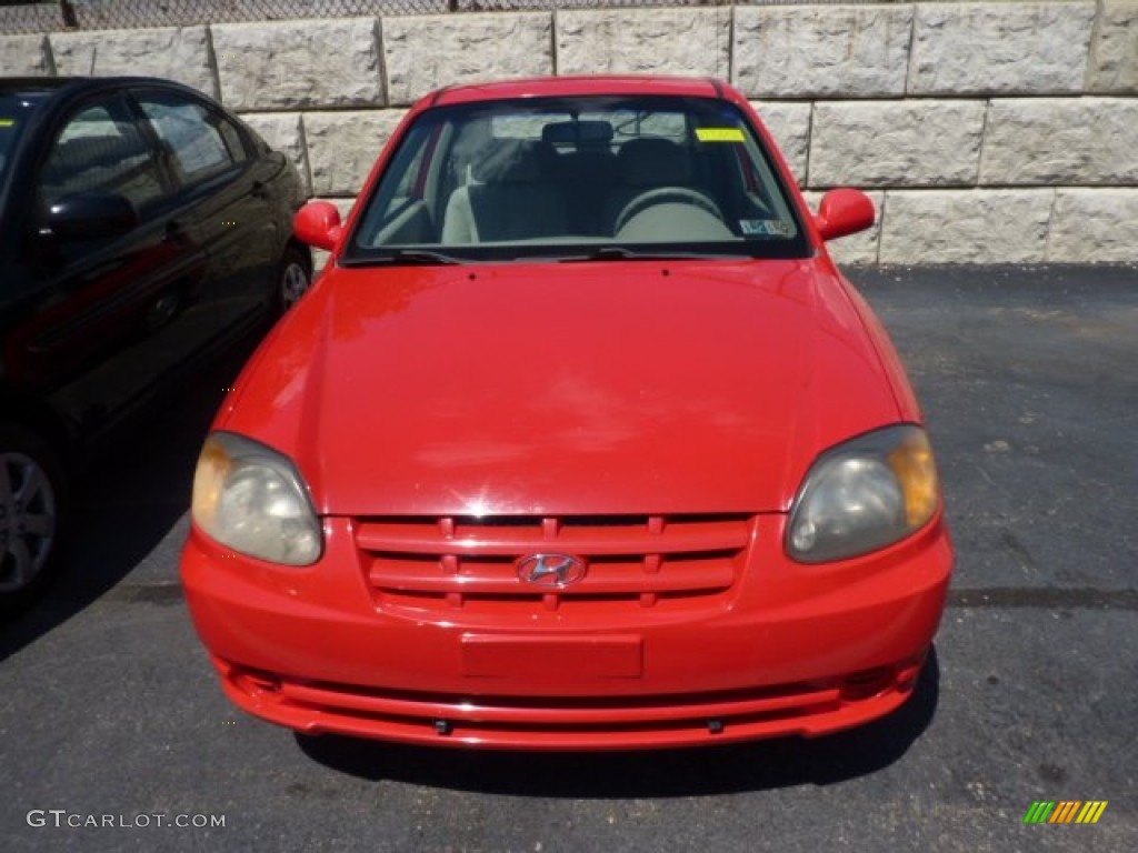 2003 Accent GL Coupe - Retro Red / Gray photo #2